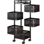 Étagère de rangement métallique à 5 étages avec roulettes – Image 4