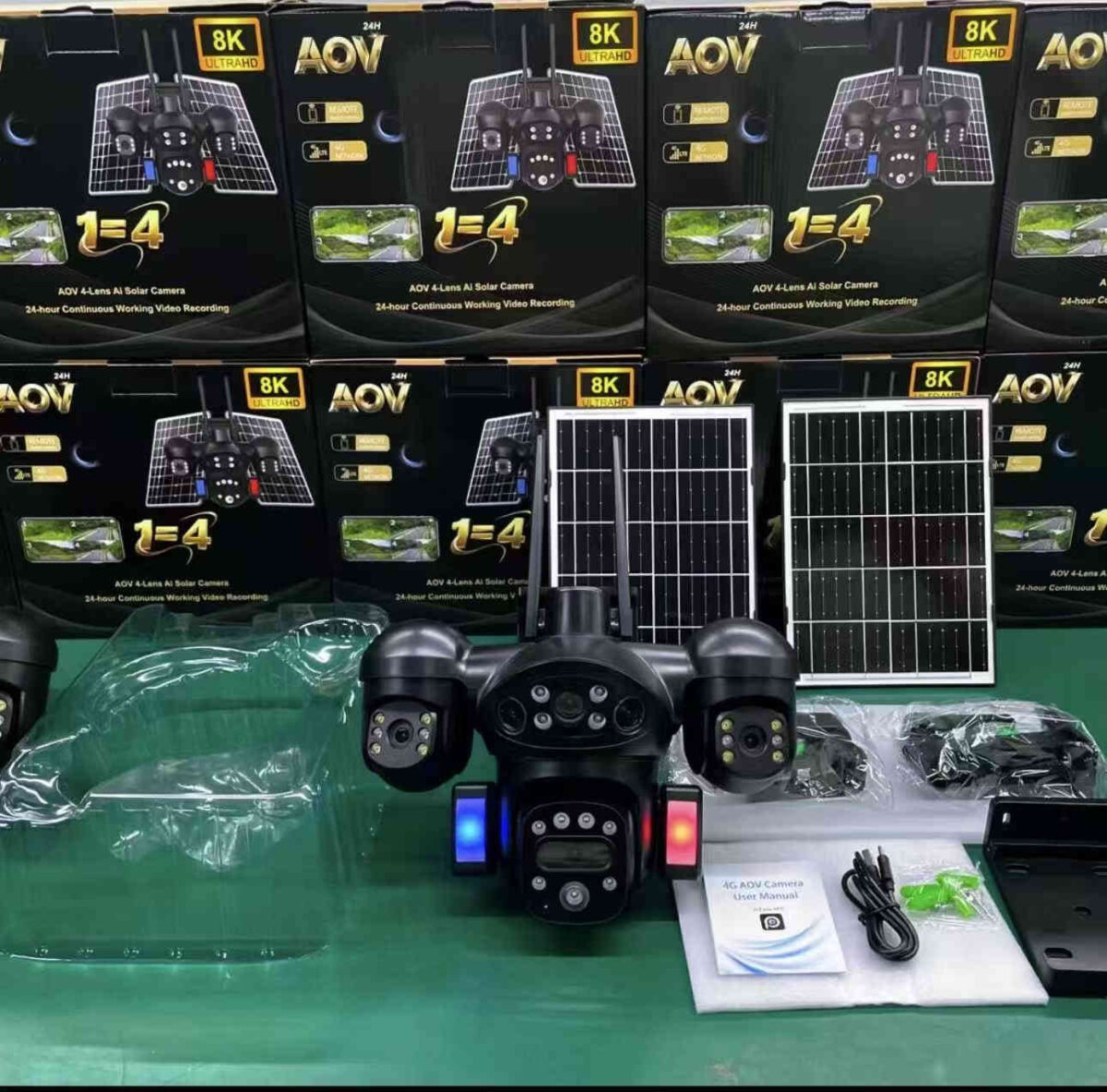 Caméra de Surveillance Solaire 4 en 1 AOV – 4G LTE – 8MP Ultra HD – Image 3