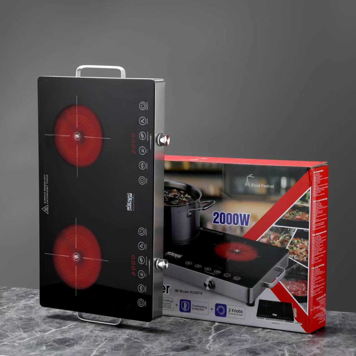 Plaque de Cuisson Électrique Double DSP – Table Vitrocéramique – Double Zone – Image 3