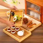 Set de plateaux de service en bois 3 en 1 avec poignées découpées – Image 4