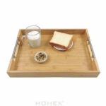 Set de plateaux de service en bois 3 en 1 avec poignées métalliques – Image 5