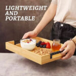 Set de plateaux de service en bois 3 en 1 avec poignées intégrées – Image 3