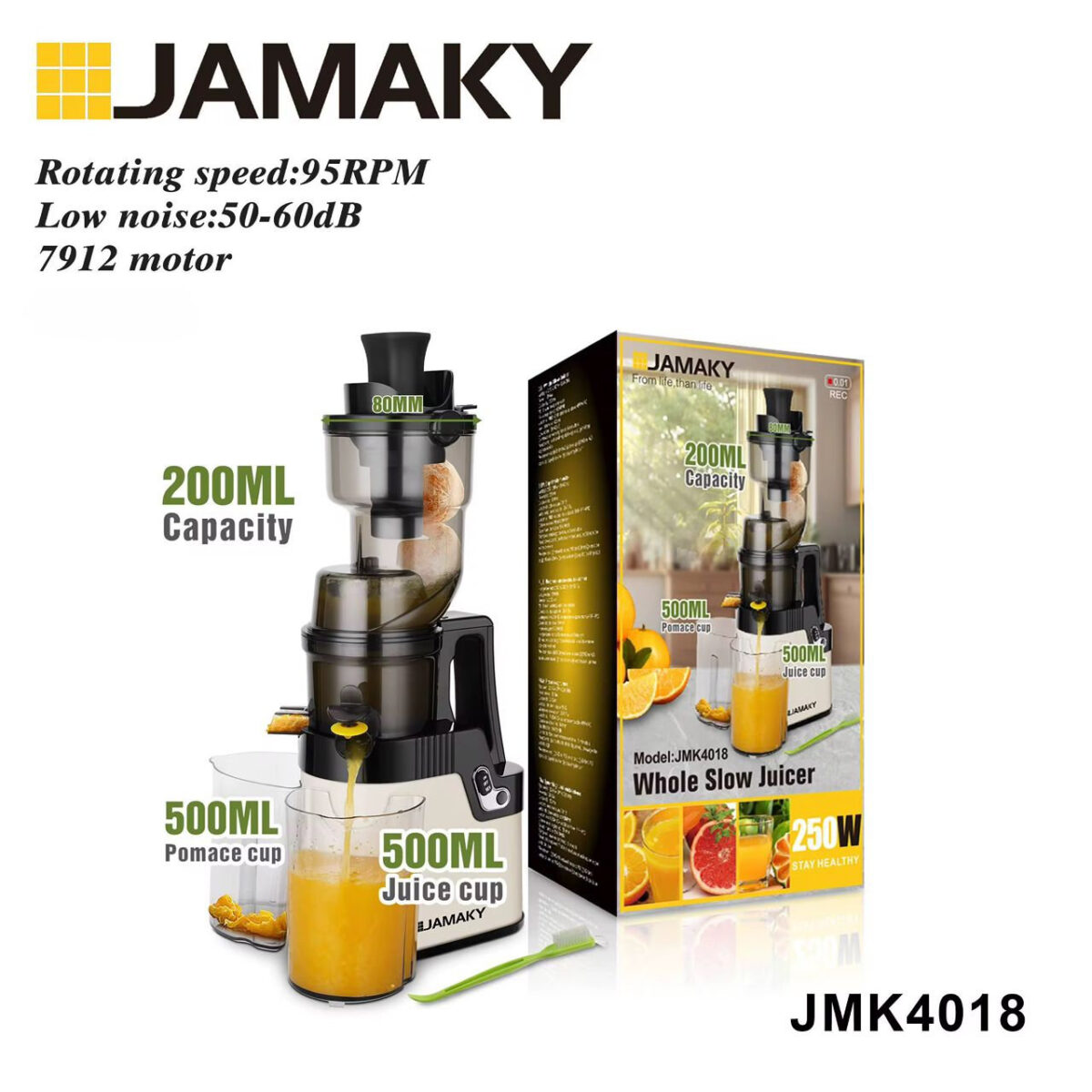 Extracteur de Jus Lent JAMAKY JMK4018 – 250W – 95 RPM – Image 5