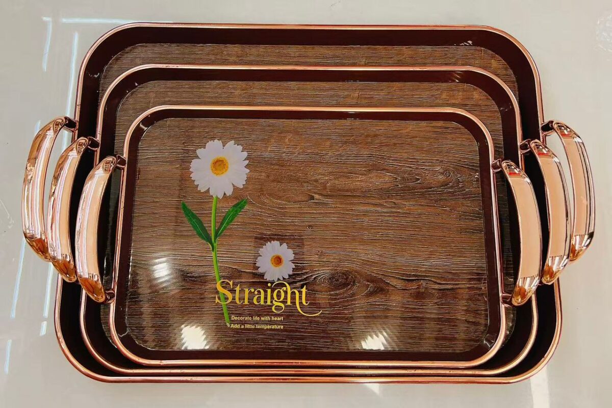 Plateau de service 3 en 1 avec poignées dorées – Image 4