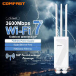Point d’Accès WiFi 7 Extérieur COMFAST BE3600 – 3600 Mbps, Triple Antenne, Port Gigabit, IP66, PoE – Couverture Longue Portée