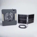 Ventilateur solaire multifonction avec panneau pliable et lampes LED