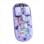 Souris Sans Fil Rechargeable Transparente RGB – Double Mode (Bluetooth + USB) – Image 5