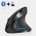 Souris Ergonomique Verticale Sans Fil Rechargeable RGB – Double Connexion (Bluetooth + USB)
