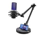 Microphone Condensateur Professionnel avec Bras Articulé et Support Smartphone