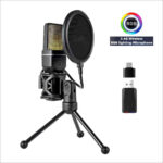 Microphone Sans Fil 2.4G RGB Professionnel avec Filtre Anti Pop et Récepteur USB – Image 2