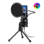 Microphone Condensateur RGB avec Support et Filtre Anti Pop