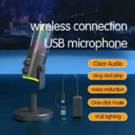 Microphone Condensateur Sans Fil RGB Professionnel avec Denoise Echo et Réglage du Volume – Image 3