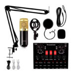 Kit Microphone Studio Professionnel V8 avec Carte Son et Support Suspension