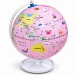 GLOBE TERRESTRE ÉDUCATIF ROSE AVEC SUPPORT – 20 CM – Image 4