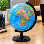 GLOBE TERRESTRE ROTATIF DE BUREAU – DIAMÈTRE 25 CM