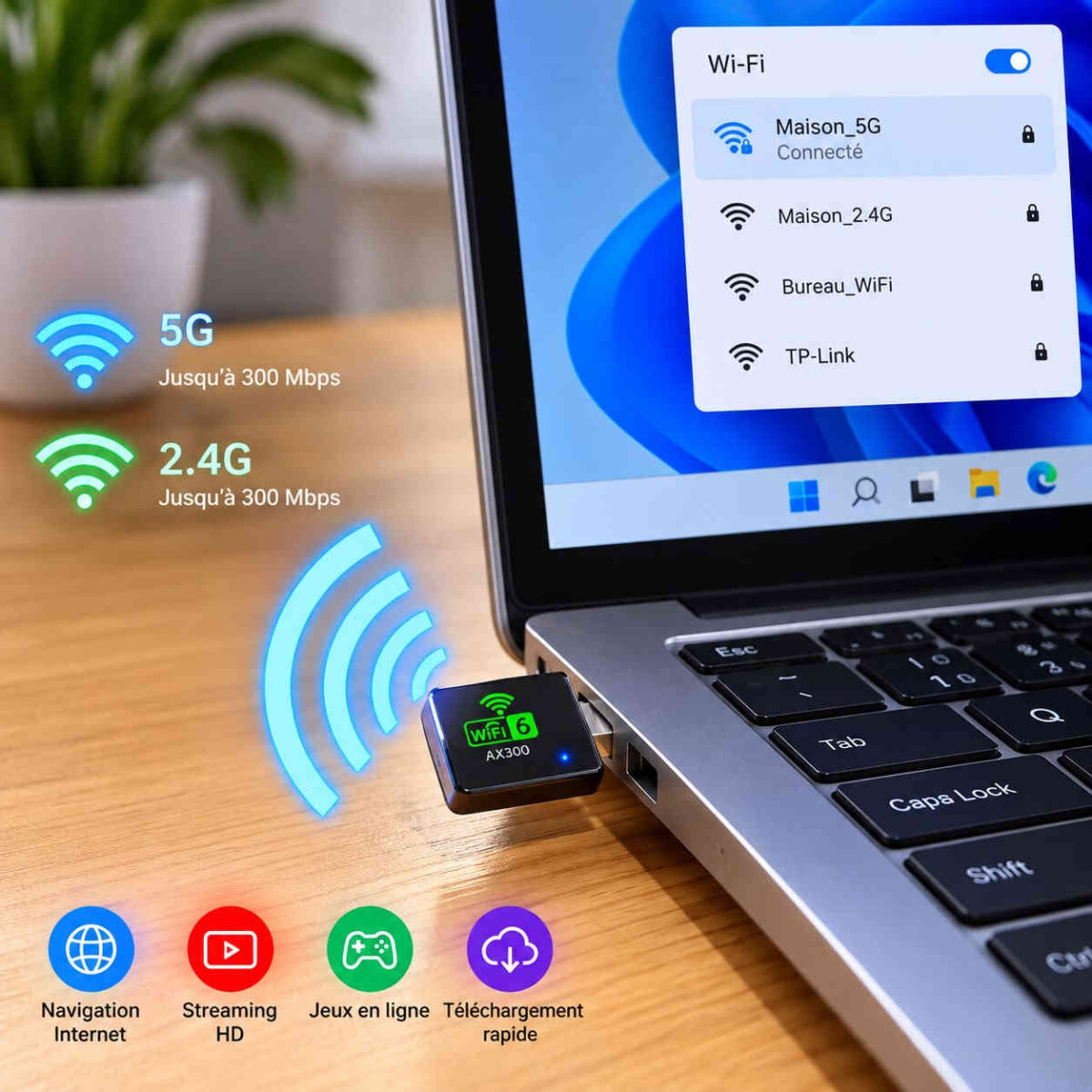 ADAPTATEUR USB WI-FI 6 ET BLUETOOTH AX900 POUR ORDINATEUR – Image 4