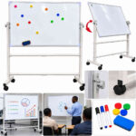 TABLEAU BLANC MAGNÉTIQUE DOUBLE FACE MOBILE – 70 × 100 CM