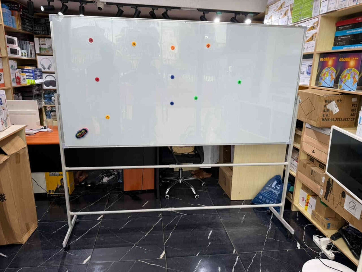 TABLEAU BLANC MAGNÉTIQUE DOUBLE FACE MOBILE – 200 × 100 CM – Image 3