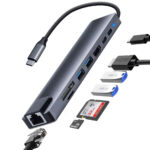 HUB USB-C 8 EN 1 MULTIFONCTION AVEC HDMI, USB, LECTEUR SD ET MICRO SD