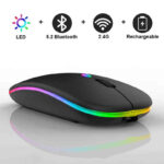 CEST PAS METALIQUE ENLEVE CA SOURIS SANS FIL BLUETOOTH & 2.4G RECHARGEABLE AVEC ÉCLAIRAGE RGB