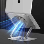 SUPPORT REFROIDISSEUR K8 POUR ORDINATEUR PORTABLE – MÉTALLIQUE, ROTATIF ET RÉGLABLE